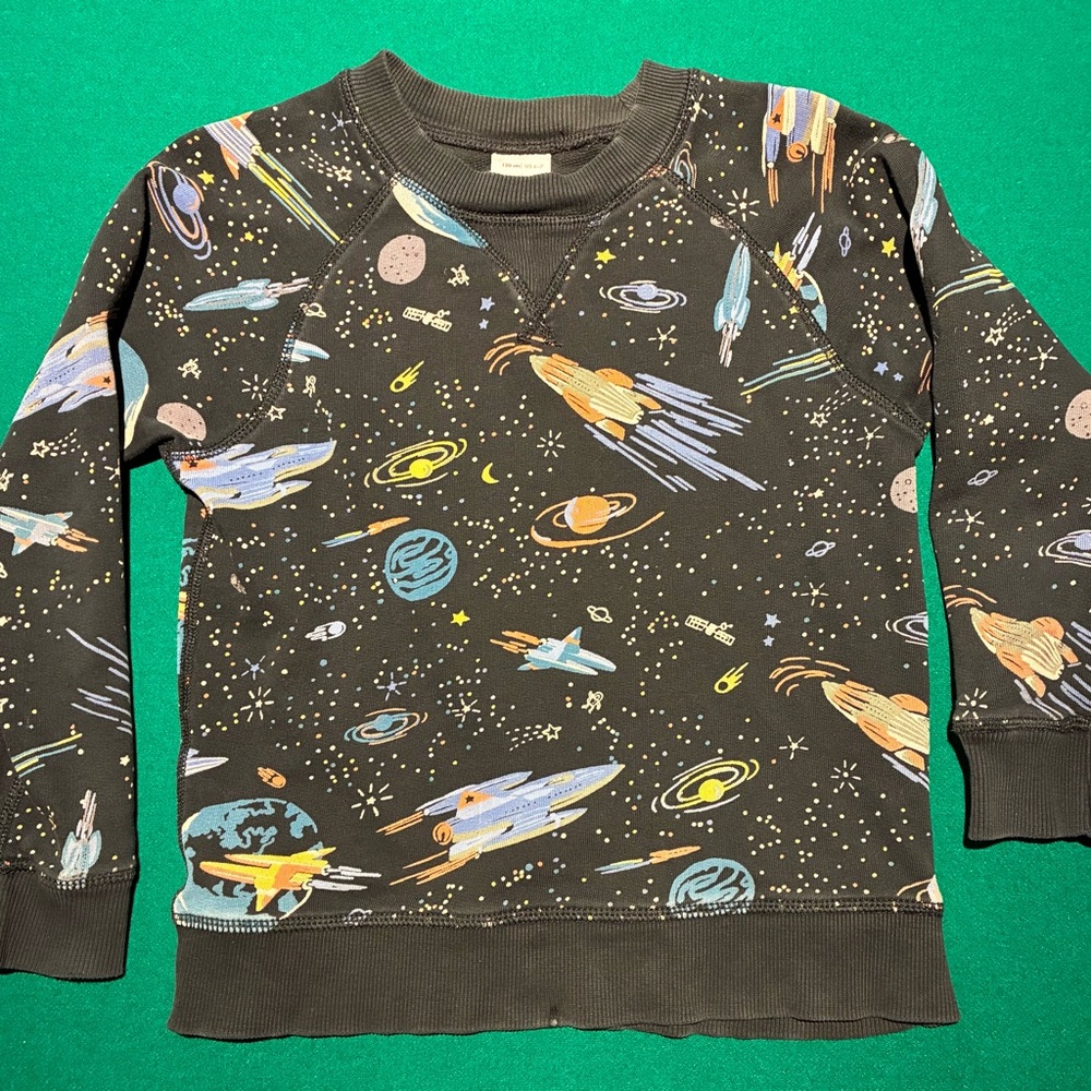 Hanna Andersson Cosmic Adventure Sweatshirt with rocketships, quasars and stars